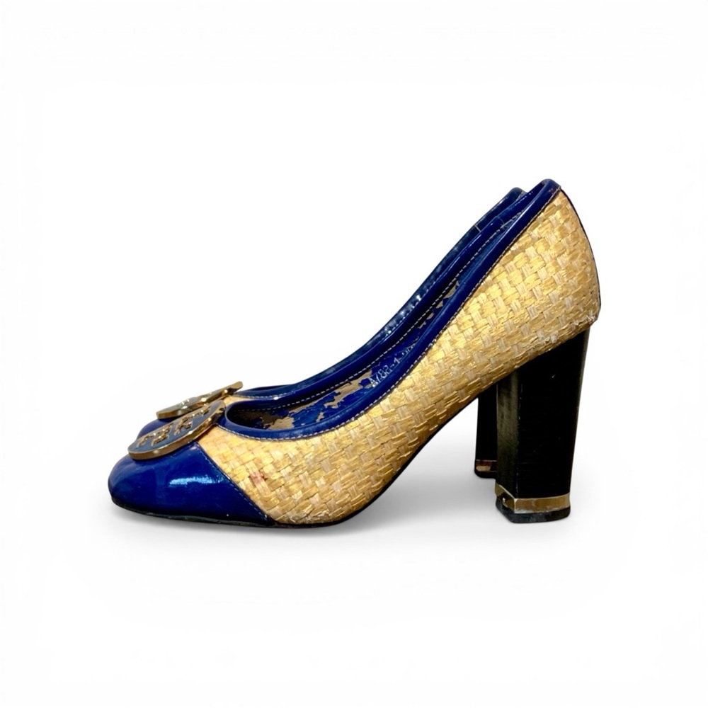 Tory Burch Woven Rattan Block Heeled Pumps #A788-1 33 Size 8.5 - Picture 2 of 10